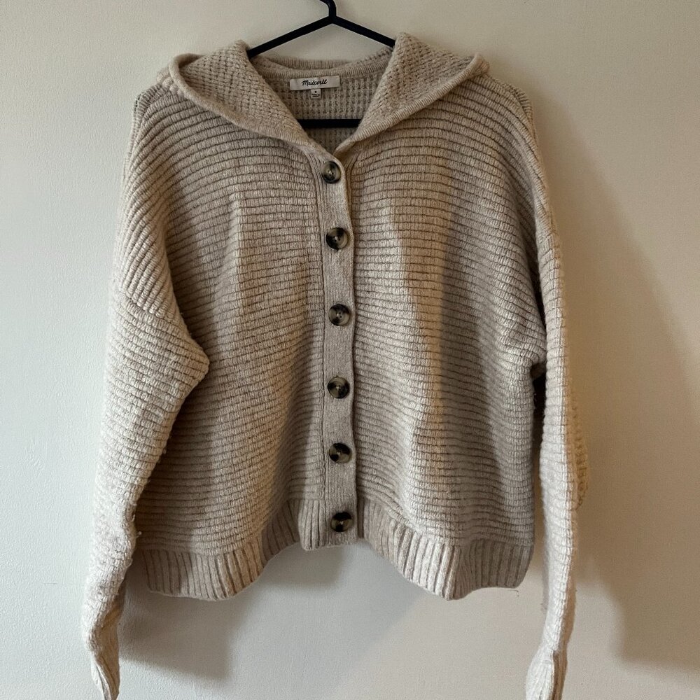 Madewell Hooded Crop Cardigan Sweater in Coziest Yarn - Size S